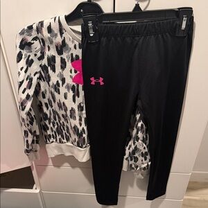 Girls Under Armour Black and Pink Leopard Print Set